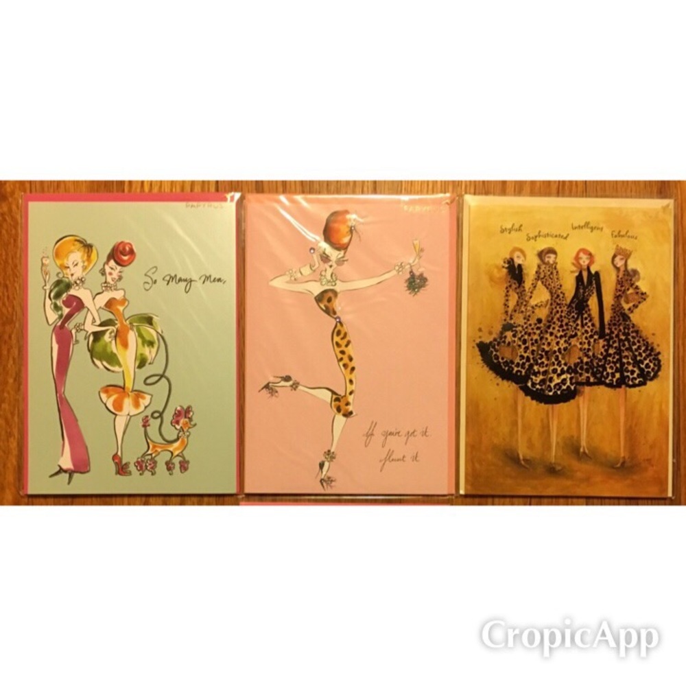 Papyrus 3 Handmade Cards .